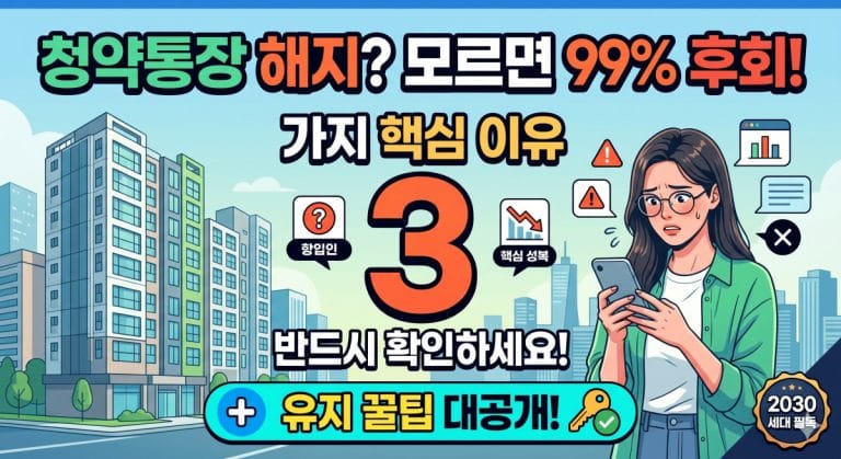 2030 청약통장 해지 전 필수 확인! 모르면 99% 후회하는 3가지 이유 및 유지 꿀팁